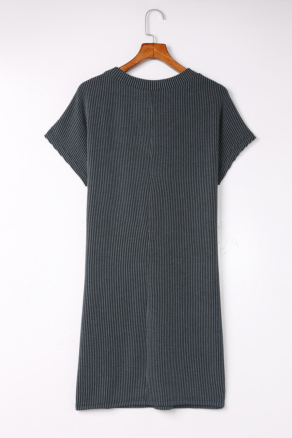 Gray Sequin Flag Stars Ribbed Shift T-shirt Dress Graphic Dresses JT's Designer Fashion