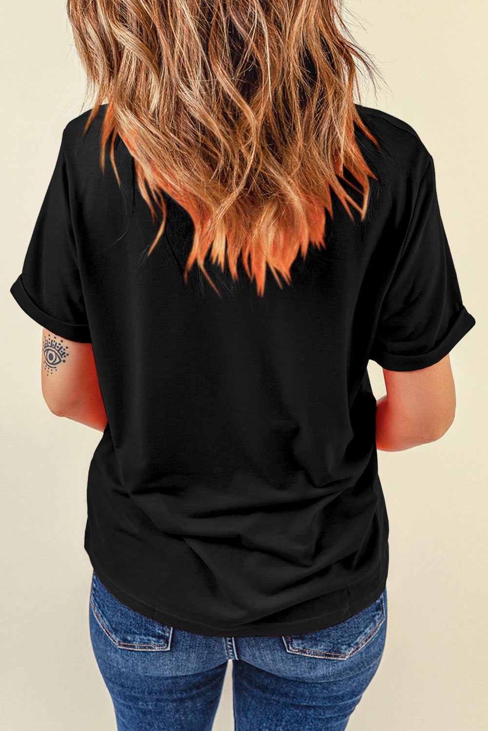 Black Floral Print Crewneck T Shirt Graphic Tees JT's Designer Fashion