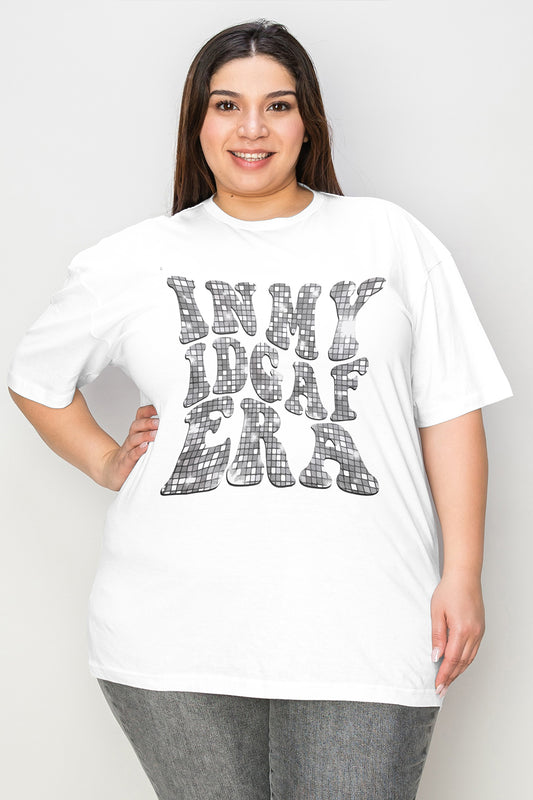 Simply Love Full Size IN MY IDGAF ERA Graphic T-Shirt White Graphic Tees JT's Designer Fashion