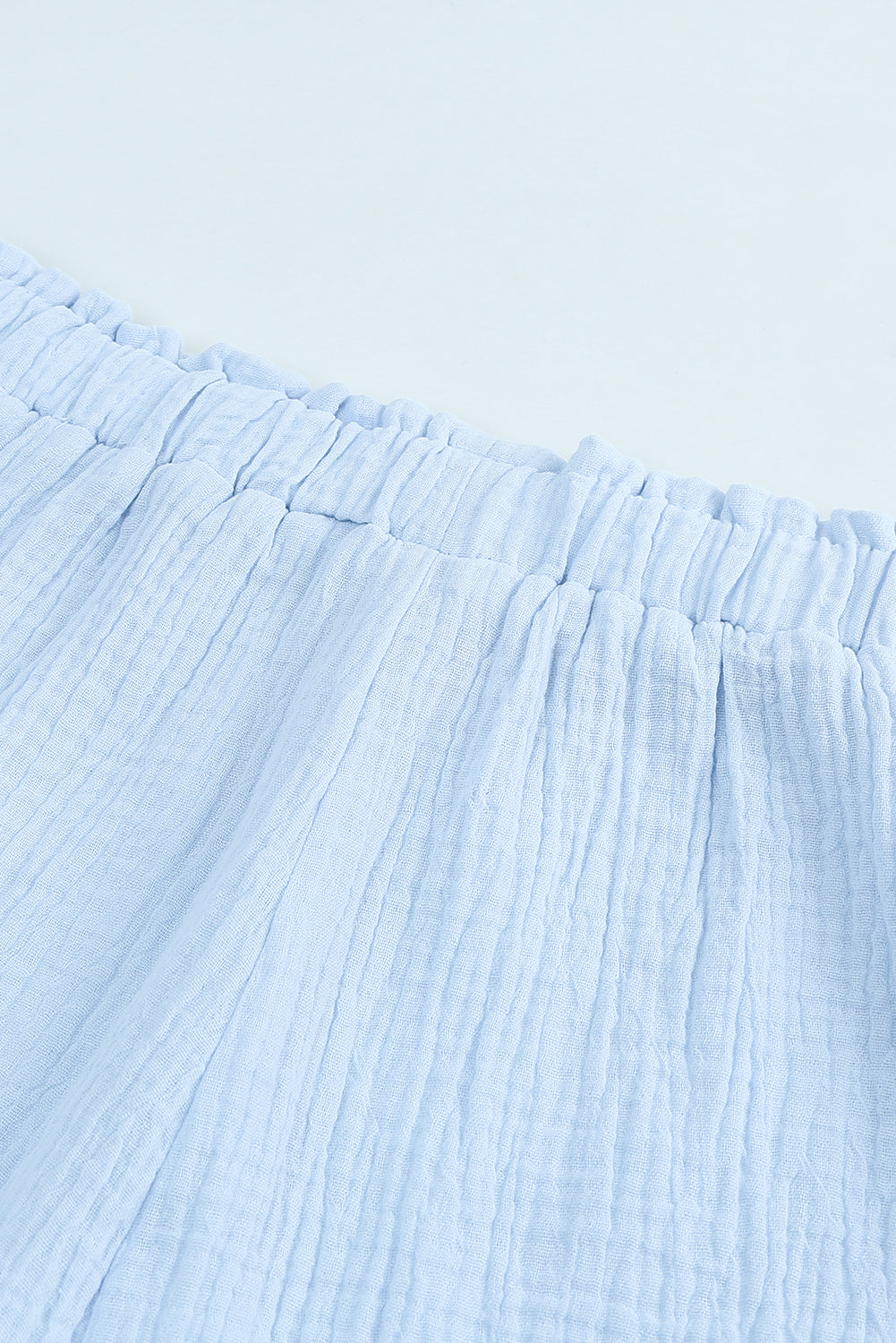 Sky Blue Textured U Neck Tank Top and High Waist Shorts Set Short Sets JT's Designer Fashion