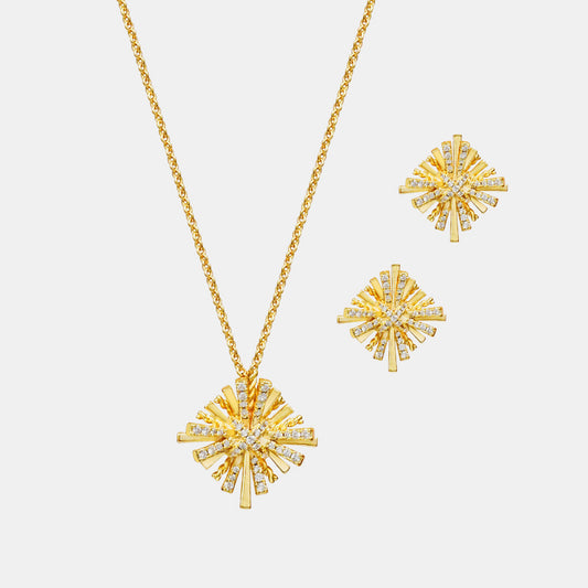 Starburst Gold-Plated Earrings and Necklace Set Gold One Size Necklaces JT's Designer Fashion