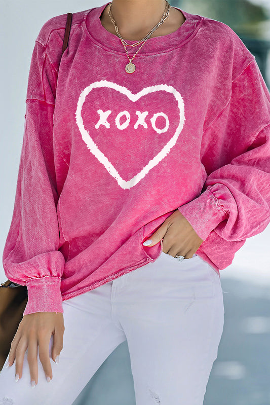 Barbie Style XOXO Heart Shaped Glitter Pullover Sweatshirt Graphic Sweatshirts JT's Designer Fashion