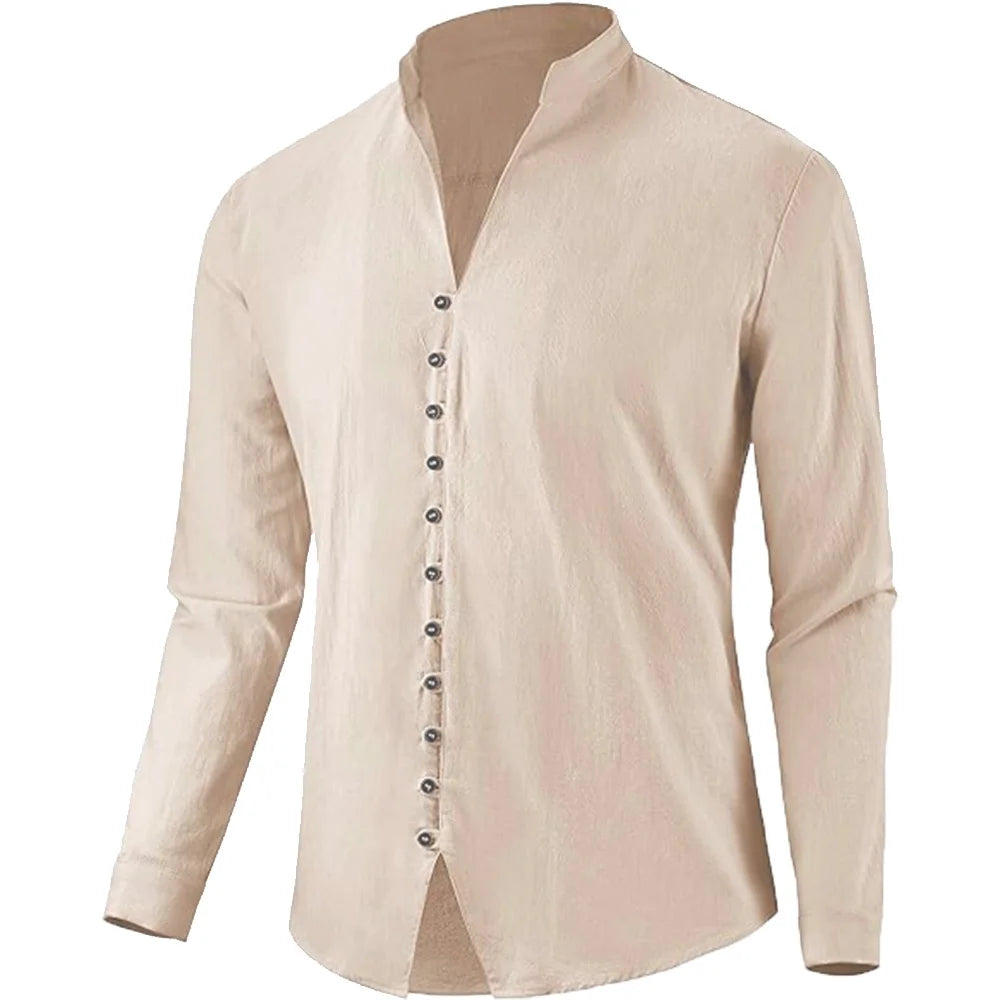 Men's Cotton Linen Long Sleeve Shirts Long Sleeve Shirts JT's Designer Fashion