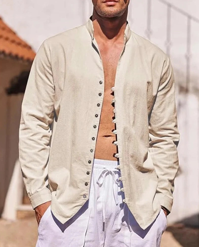 Men's Cotton Linen Long Sleeve Shirts Long Sleeve Shirts JT's Designer Fashion