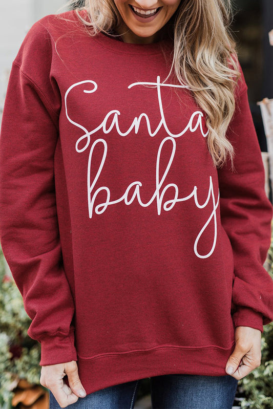 Christmas Santa Baby Print Pullover Sweatshirt Sweatshirts & Hoodies JT's Designer Fashion