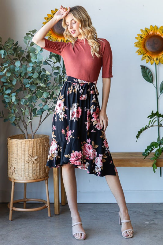 Reborn J Floral Wrap Ruffle Hem Skirt Floral Skirts JT's Designer Fashion
