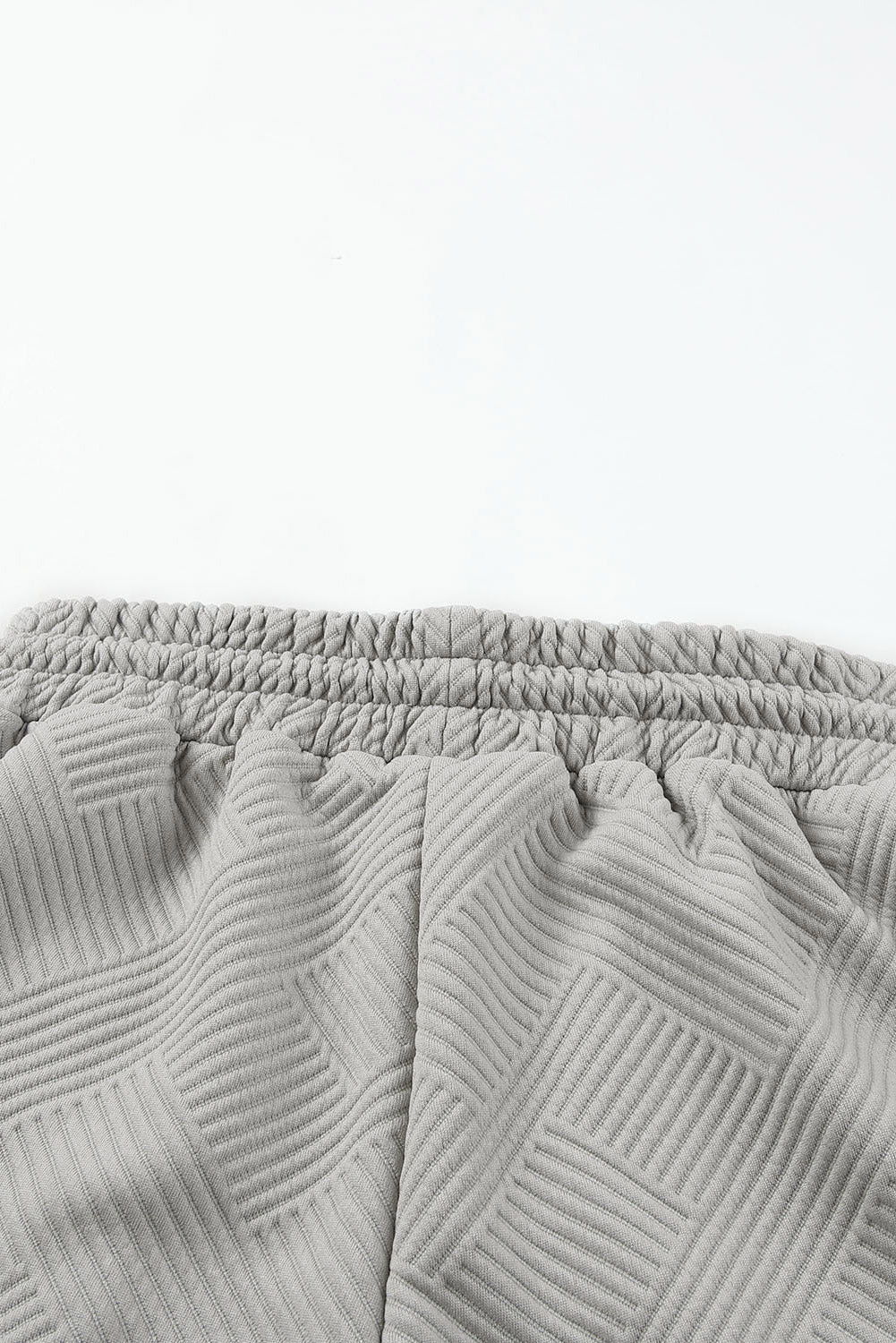 Gray 2pcs Solid Textured Drawstring Shorts Set Short Sets JT's Designer Fashion