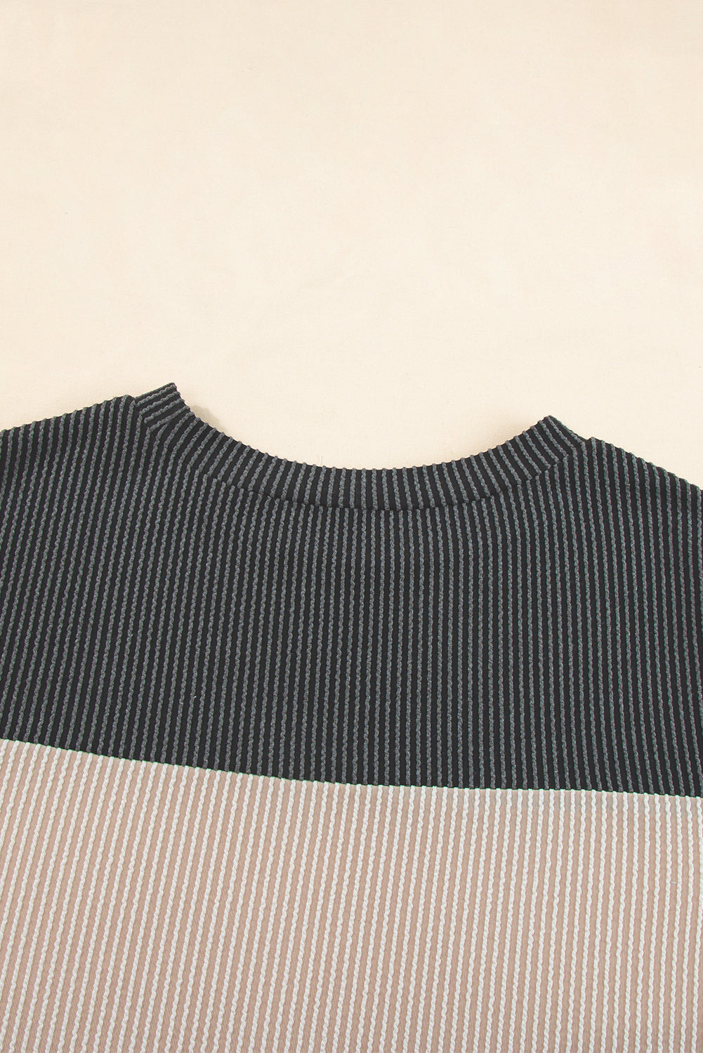 Black Rib Textured Colorblock T Shirt Pre Order Tops JT's Designer Fashion