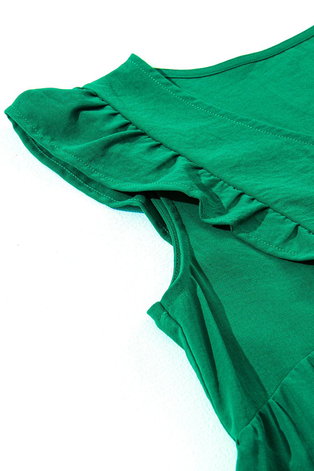 Bright Green Solid Color V Neck Ruffle Tiered Mini Dress Mini Dresses JT's Designer Fashion