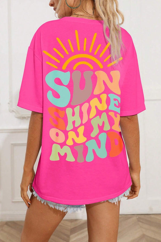 Bright Pink SUNSHINE ON MY MIND Graphic Tee Pre Order Tops JT's Designer Fashion