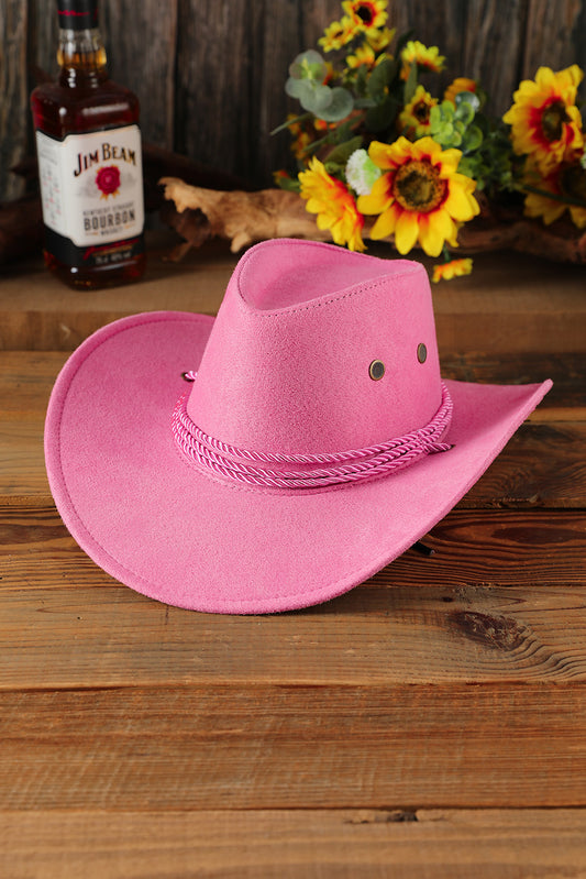 Barbie Style Pink Western Suede Cowboy Hat Hats & Caps JT's Designer Fashion