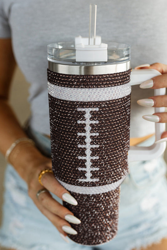 Chestnut Contrast Rhinestone Rugby 304 Stainless Steel Tumbler Tumblers JT's Designer Fashion