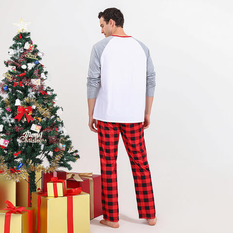 Men MERRY CHRISTMAS Graphic Top and Plaid Pants Set Family Sets JT's Designer Fashion