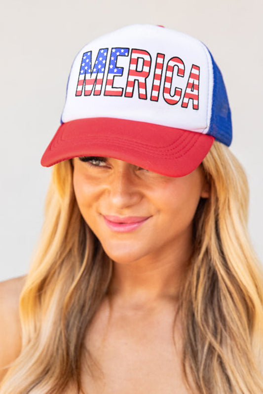 Multicolor Independence Day MERICA Graphic Mesh Ponytail Cap Hats & Caps JT's Designer Fashion