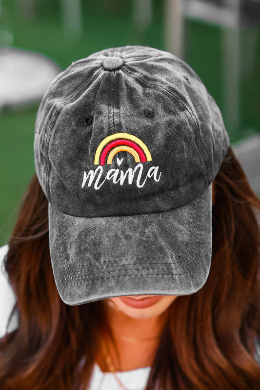 Black mama Rainbow Embroidered Baseball Cap Hats & Caps JT's Designer Fashion