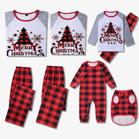 Men MERRY CHRISTMAS Graphic Top and Plaid Pants Set Family Sets JT's Designer Fashion