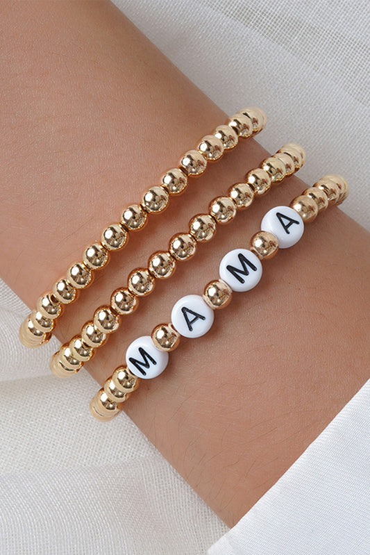 Gold MAMA Letters Beaded Bracelet Jewelry JT's Designer Fashion