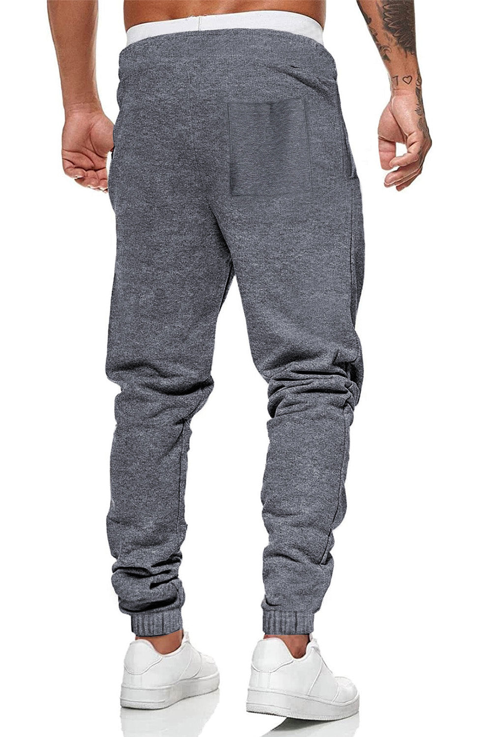 Gray Men Solid Drawstring Waist Tiger Print Sweatpants Men's Pants JT's Designer Fashion