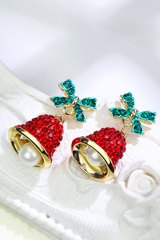 Rhinestone Pearl Jingle Bell Christmas Earrings Jewelry JT's Designer Fashion
