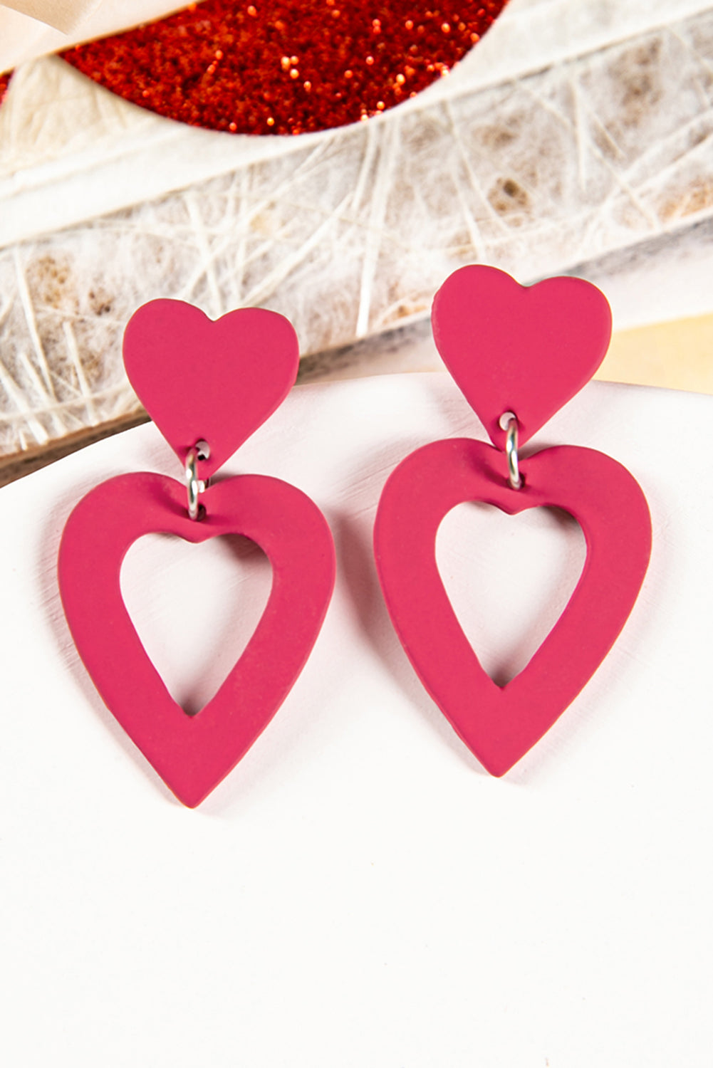 Rose Valentine's Heart Shape Earrings Jewelry JT's Designer Fashion