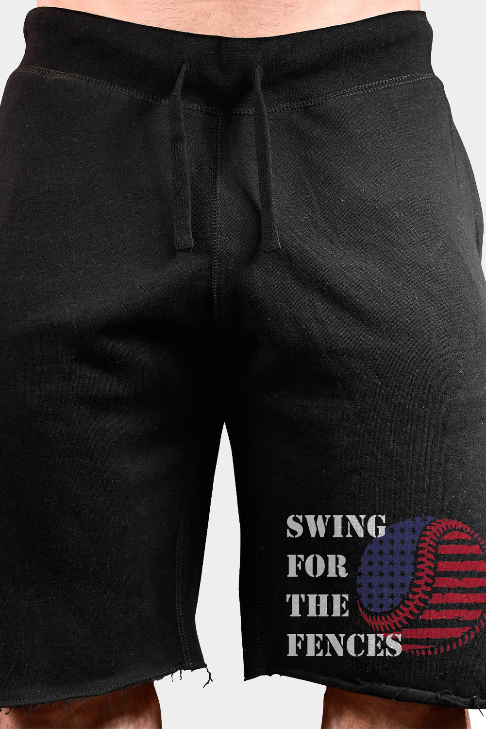 Black Swing For The Fences Baseball Print Men's Shorts Black 55%Viscose+45%Polyester Men's Tops JT's Designer Fashion