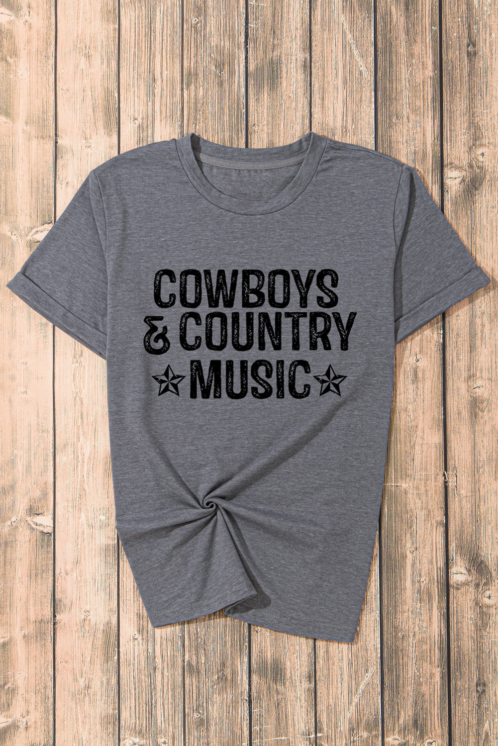 Gray COWBOYS COUNTRY MUSIC Graphic T Shirt Graphic Tees JT's Designer Fashion