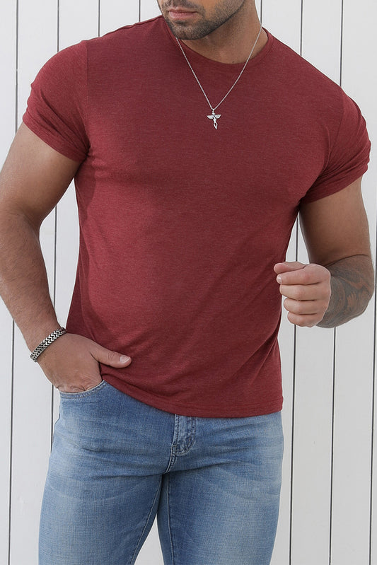 Red Solid Basic Crewneck Short Sleeve Men's T-shirt Red Men's Tops JT's Designer Fashion