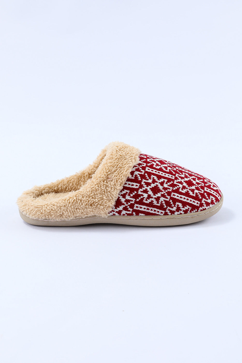 Red Suede Contrast Furry Winter Slippers Slippers JT's Designer Fashion