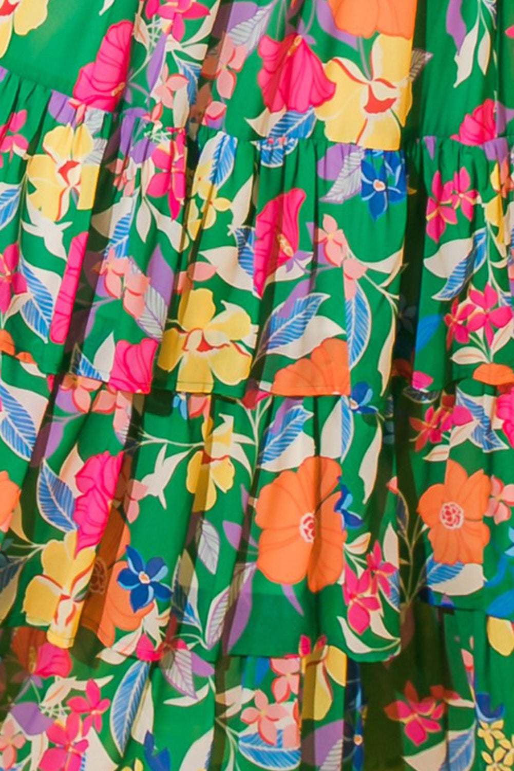 Green Floral Print Sleeveless Ruffle Tiered Maxi Dress Pre Order Dresses JT's Designer Fashion
