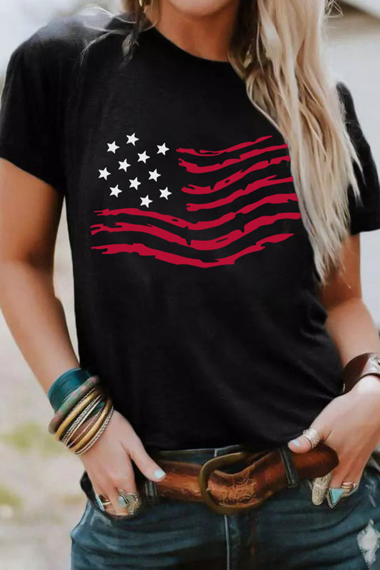 Black American Flag Graphic Crew Neck T Shirt Graphic Tees JT's Designer Fashion