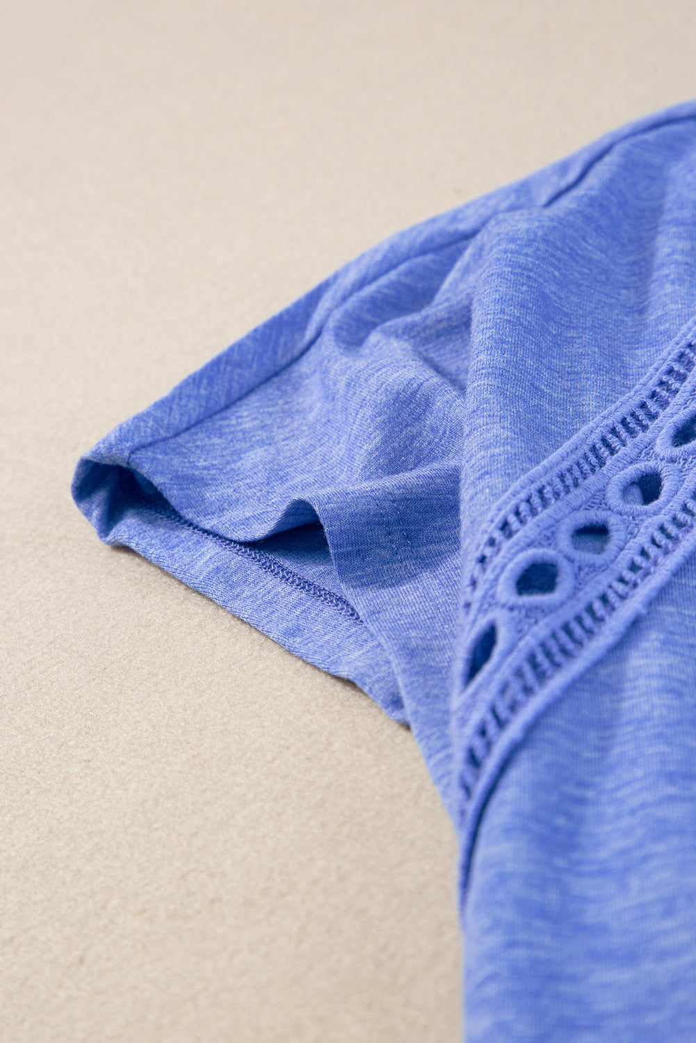 Sky Blue Crochet Lace Detail Oversized Tee Pre Order Tops JT's Designer Fashion