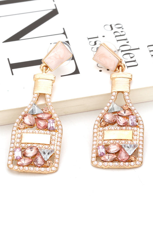 Apricot Crystals Champagne Bottle Earrings Jewelry JT's Designer Fashion