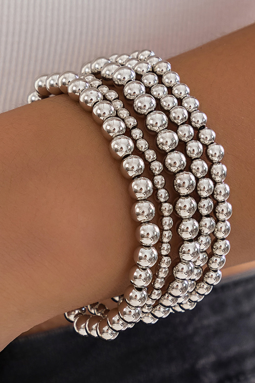 White Multi Layered Beaded Bracelet Jewelry JT's Designer Fashion