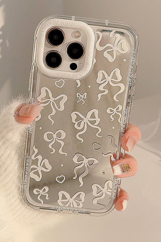 Silvery Mirror Effect Bowknot Print IPhone Phone Case Other Accessories JT's Designer Fashion