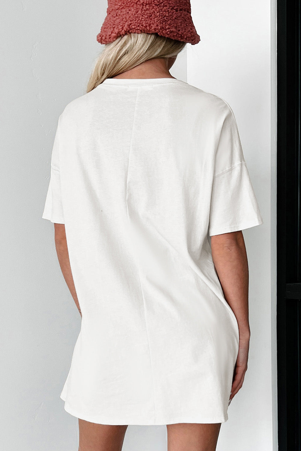 White AMERICA Stars Print Round Neck Oversized T Shirt Graphic Tees JT's Designer Fashion