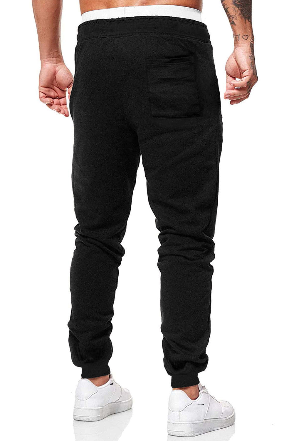 Black American Flag Skull Print Drawstring Men's Sweatpants Men's Pants JT's Designer Fashion