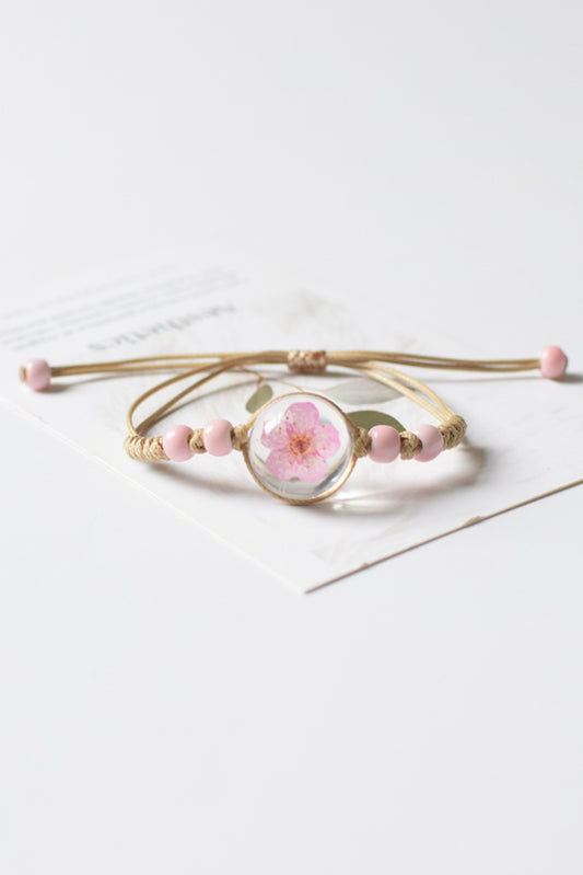 Pink Immortal Dried Flower Woven Bracelet Jewelry JT's Designer Fashion