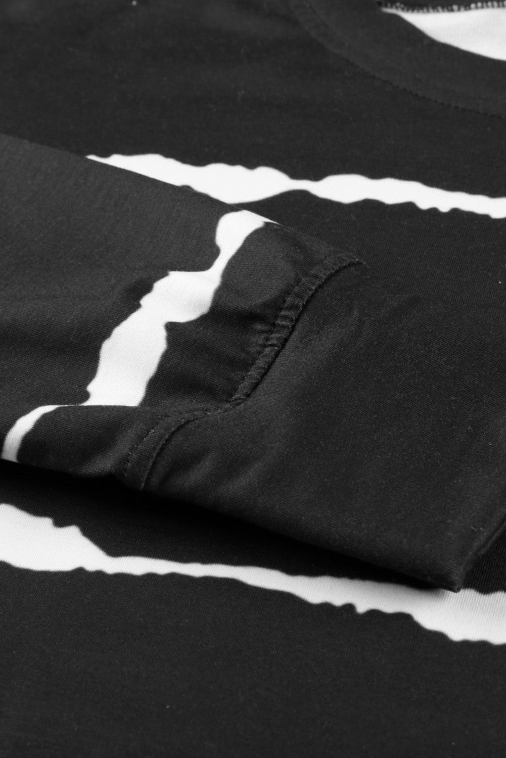 Black Striped Abstract Long Sleeve Casual Sweatshirt Sweatshirts & Hoodies JT's Designer Fashion
