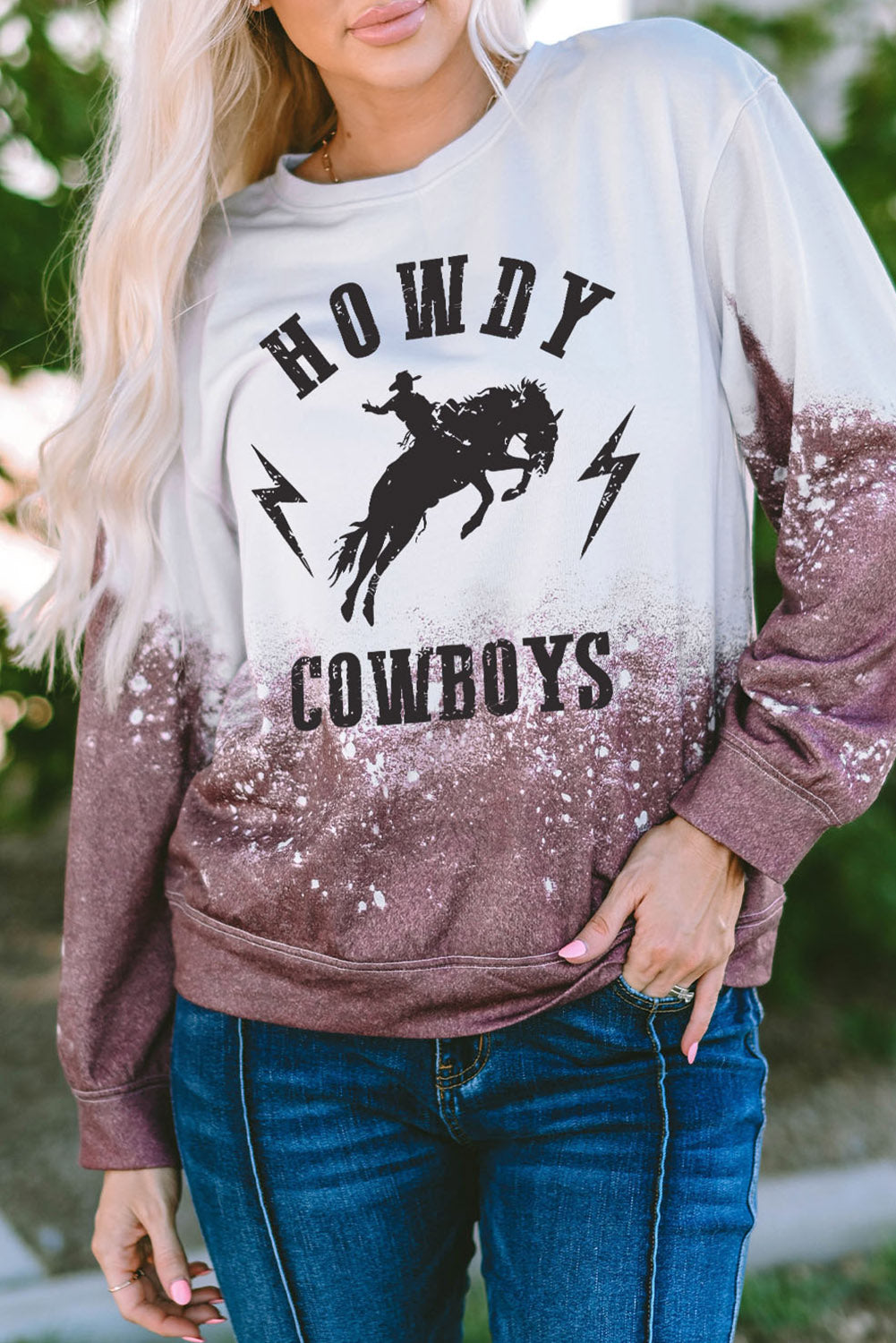 Casual HOWDY COWBOYS Tie Dye Print Graphic Sweatshirt Graphic Sweatshirts JT's Designer Fashion