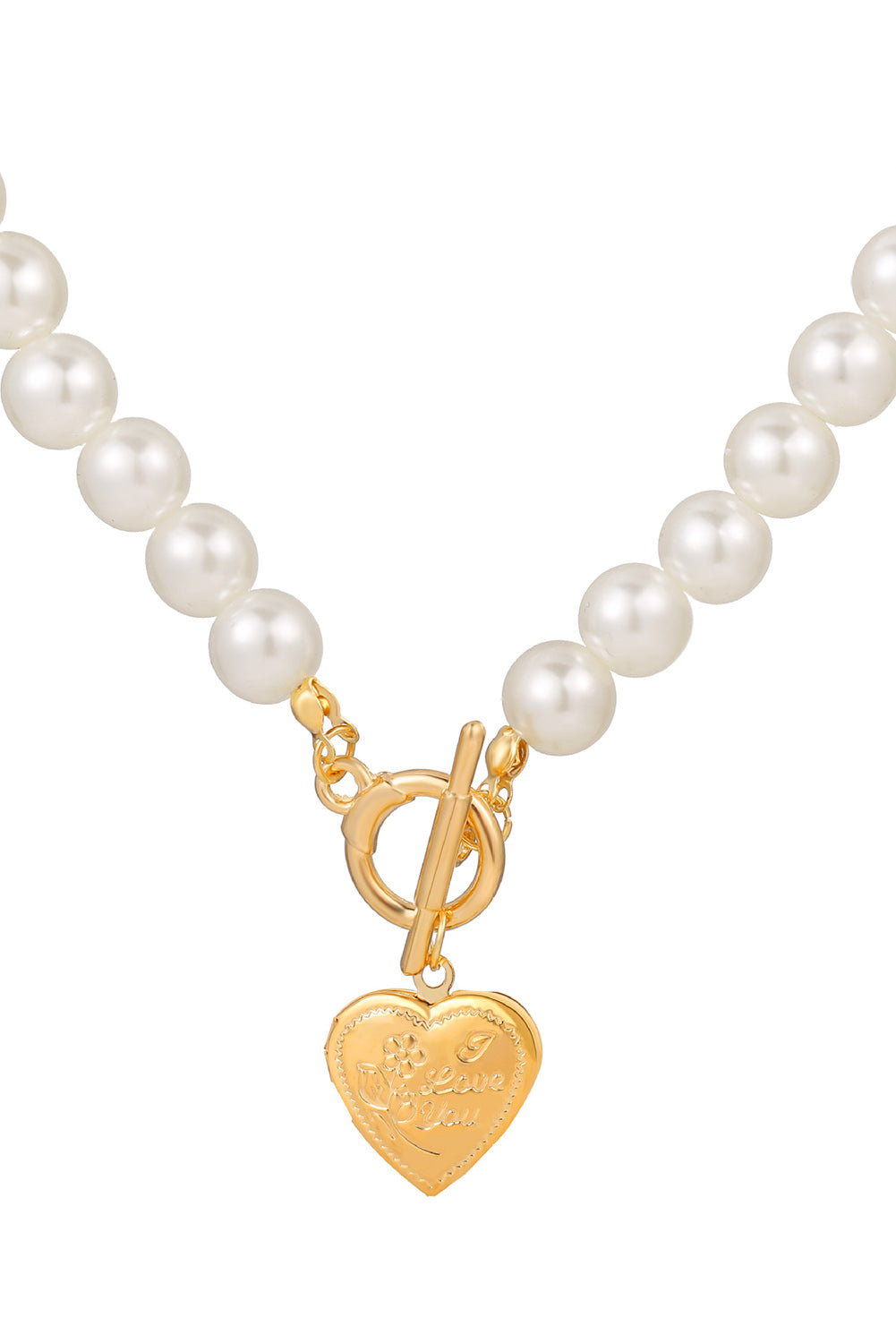Gold Vintage Heart Pendant Pearl Choker Necklace Jewelry JT's Designer Fashion