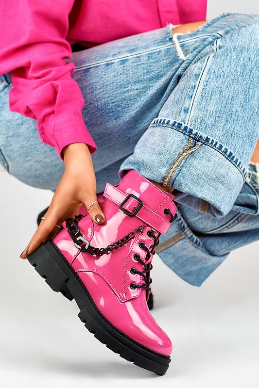 Barbie Style Pink Patent Leather Fur Lined Platform Boots Boots JT's Designer Fashion