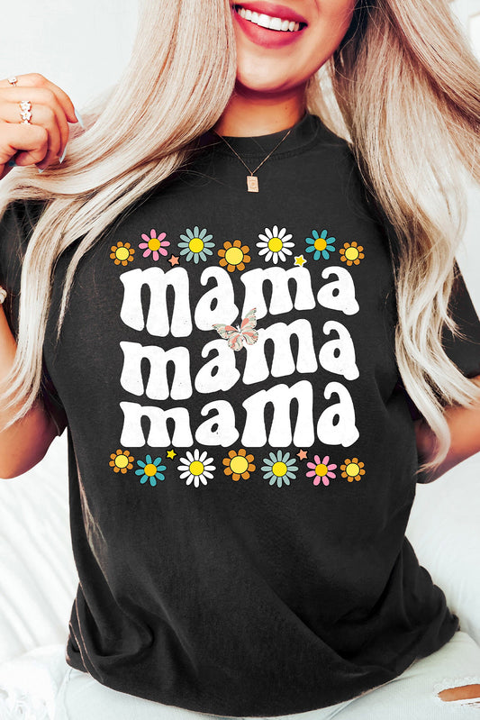 Black Floral mama Butterfly Graphic T Shirt Graphic Tees JT's Designer Fashion