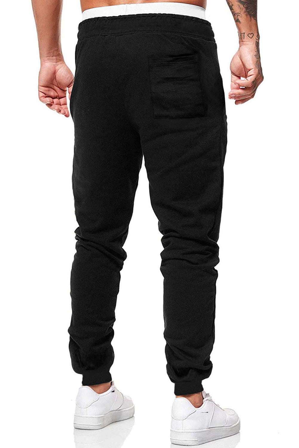 Black American Flag Reindeer Print Drawstring Men's Sweatpants Men's Pants JT's Designer Fashion
