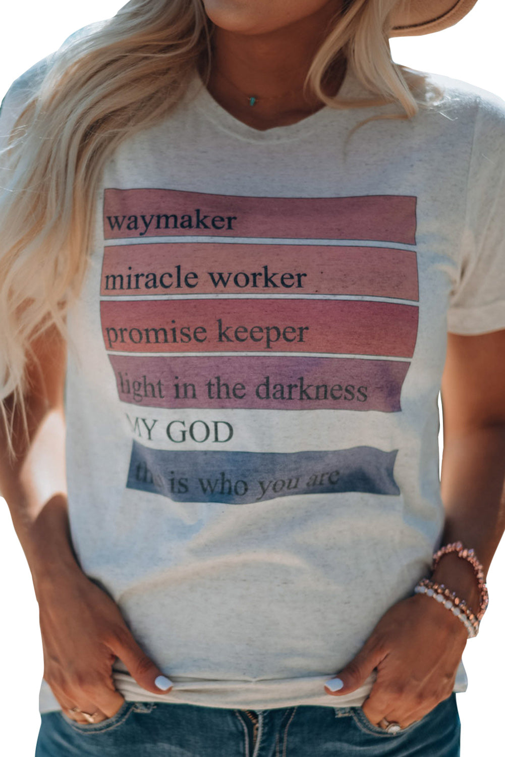White God Waymaker Miracle Worker Promise Keeper Graphic Tee Graphic Tees JT's Designer Fashion