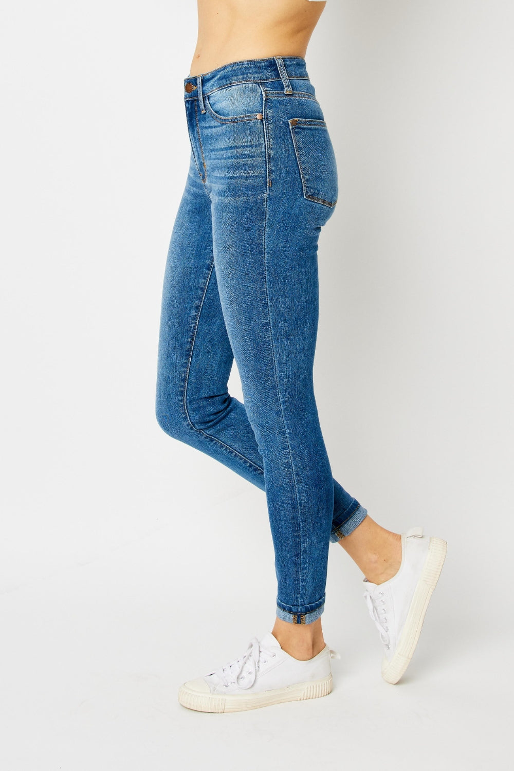 Judy Blue Full Size Cuffed Hem Skinny Jeans Jeans JT's Designer Fashion