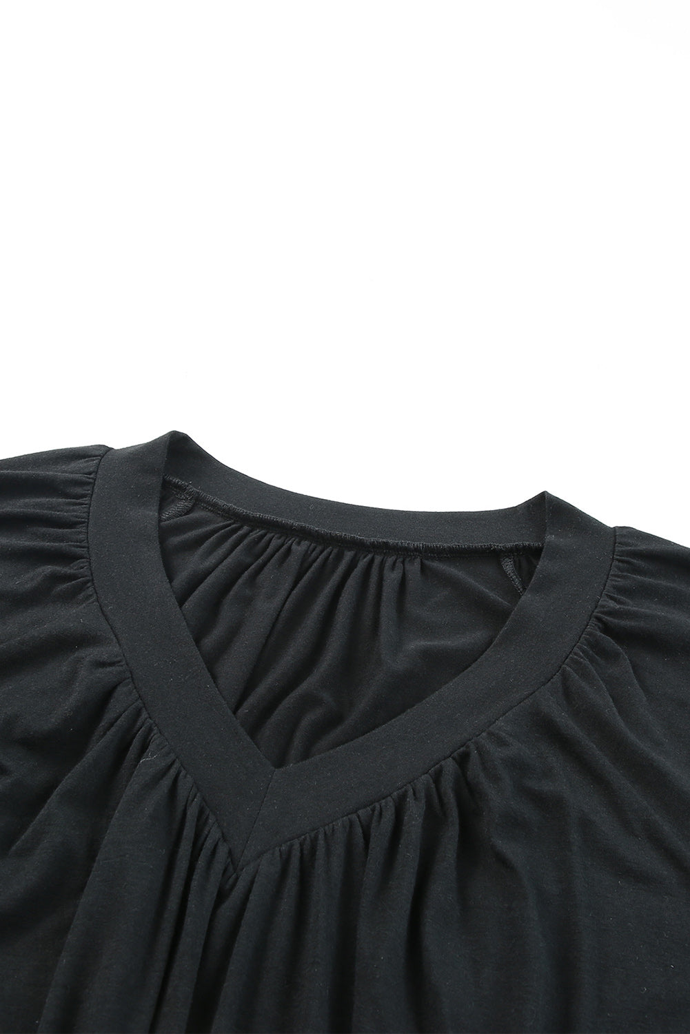 Black V Neck Shirring Short Sleeve Top Pre Order Tops JT's Designer Fashion