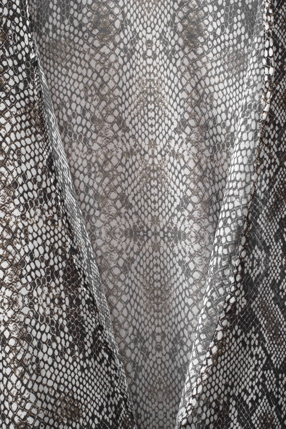 Gray Snakeskin Print Ruffled Open Front Long Cover-up Kimonos JT's Designer Fashion