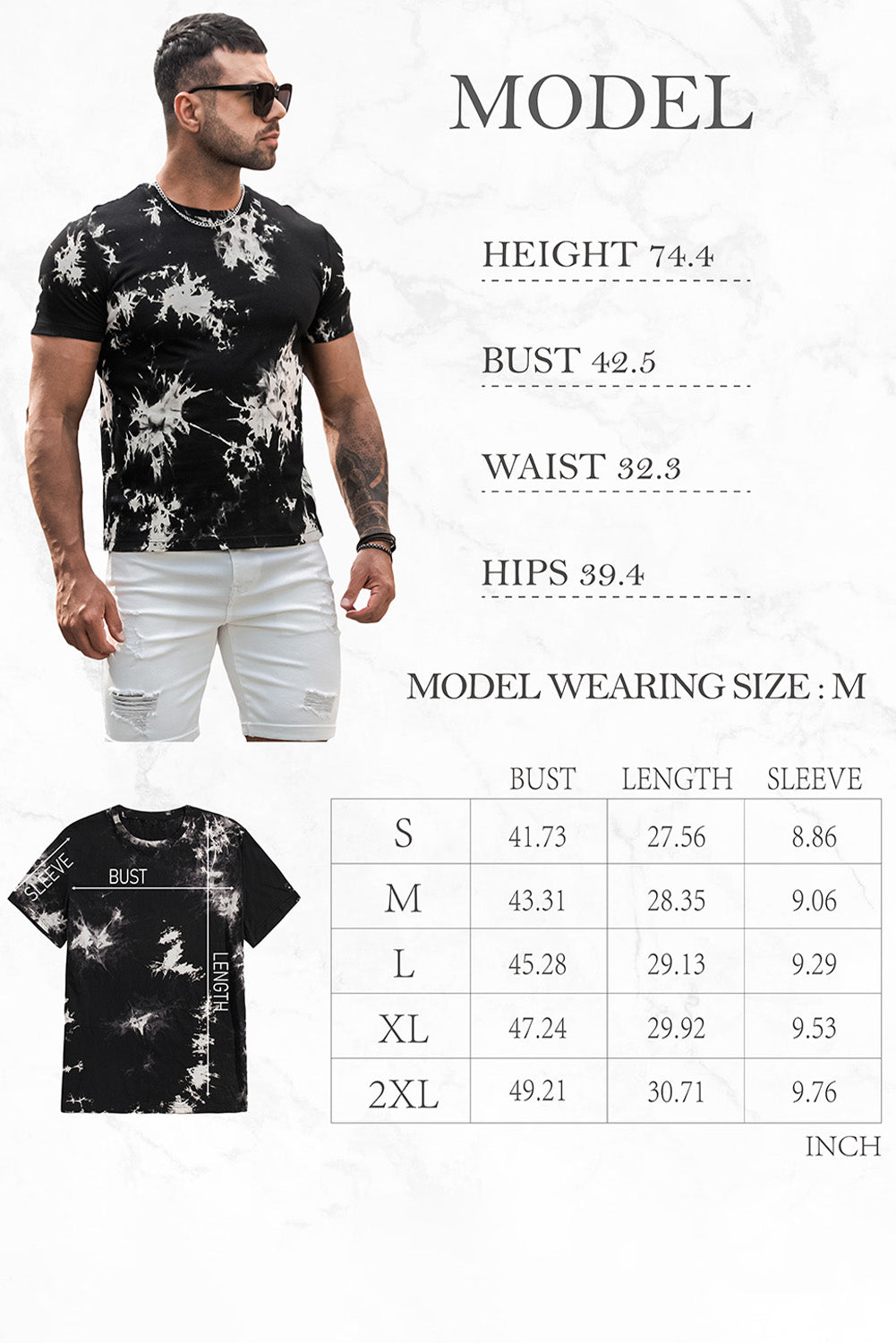 Black Men's Cross Tie Dyed Print Short Sleeve Men's T-shirt Men's Tops JT's Designer Fashion