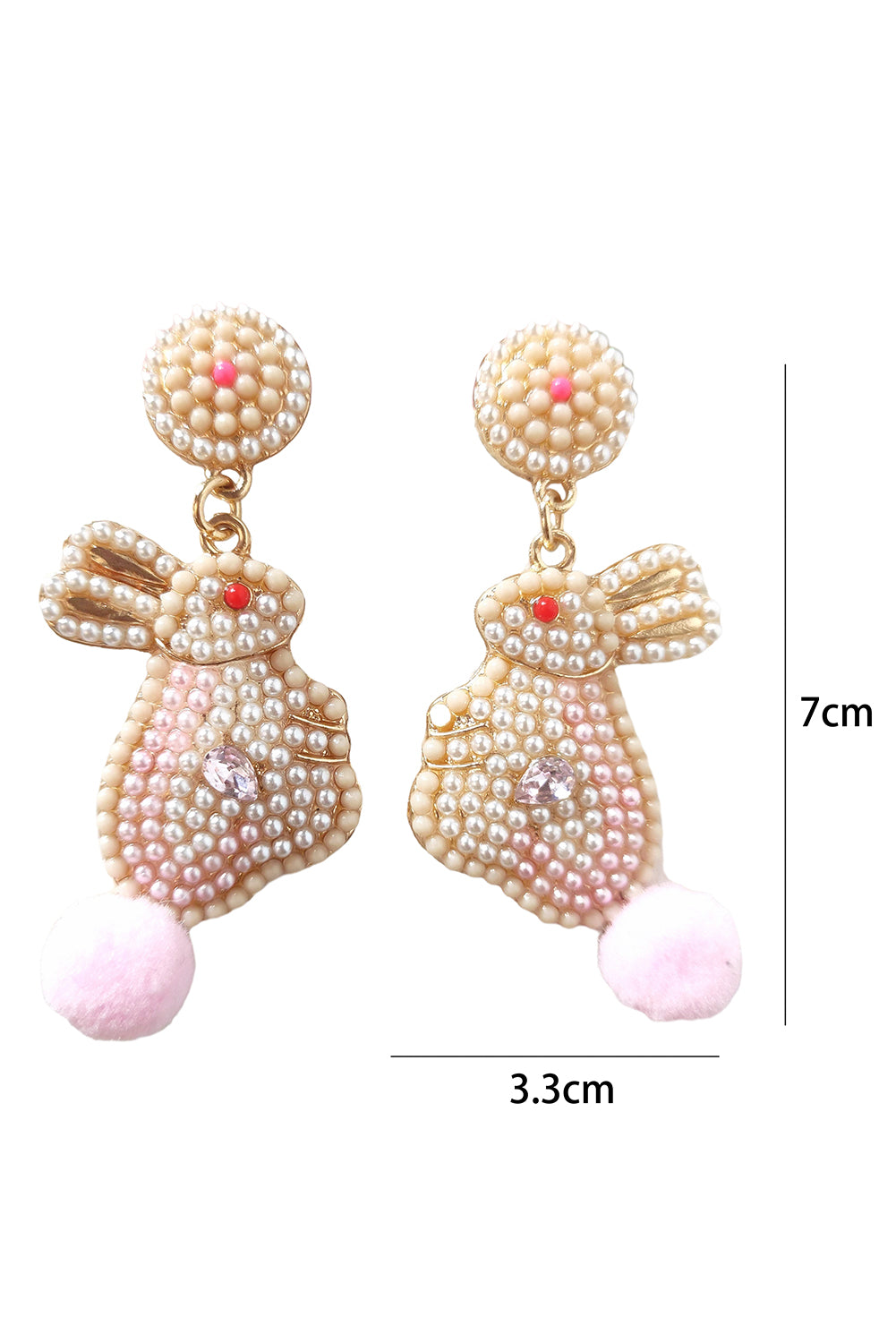 Pink Easter Bunny Pearl Beaded Earrings Jewelry JT's Designer Fashion