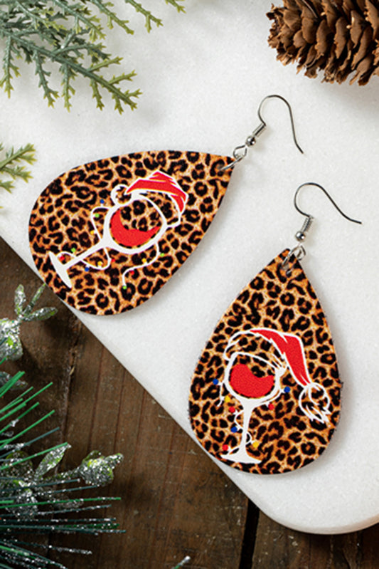 Christmas Graphic Leopard Print Drop PU Earrings Jewelry JT's Designer Fashion